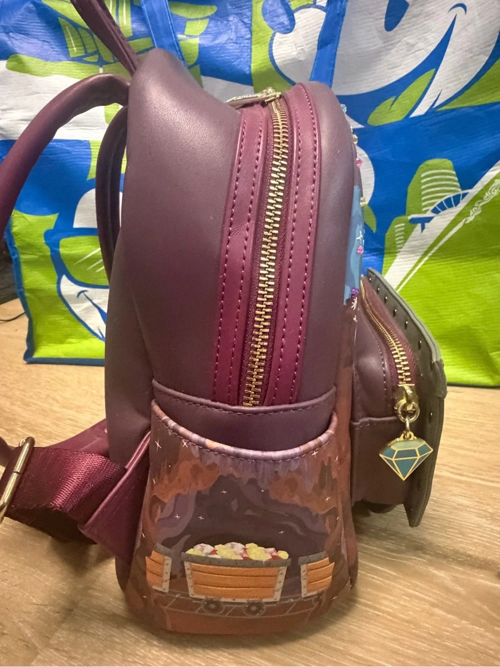 Disney Loungefly Snow White Seven Dwarfs Gem Mine Cart Mini Backpack